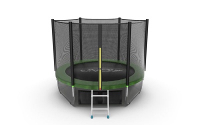 Батут EVO JUMP с внутренней сеткой и лестницей, диаметр 8ft (зеленый) + нижняя сеть